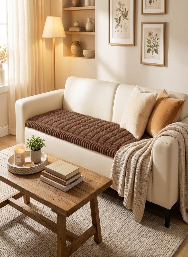 smiry غطاء أريكة سميري للكلاب، قابل للغسل، مانع للانزلاق، ناعم الملمس، مناسب للحيوانات الأليفة، غطاء أريكة بثلاث وسائد، مناسب للحيوانات الأليفة، غطاء أريكة سميك وناعم، واقي للوسائد (بني، 27.6 بوصة × 88 بوصة). - Image 2