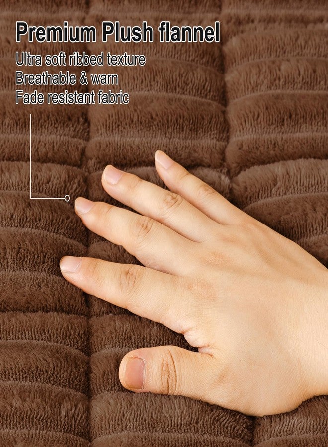 smiry غطاء أريكة سميري للكلاب، قابل للغسل، مانع للانزلاق، ناعم الملمس، مناسب للحيوانات الأليفة، غطاء أريكة بثلاث وسائد، مناسب للحيوانات الأليفة، غطاء أريكة سميك وناعم، واقي للوسائد (بني، 27.6 بوصة × 88 بوصة). - Image 4