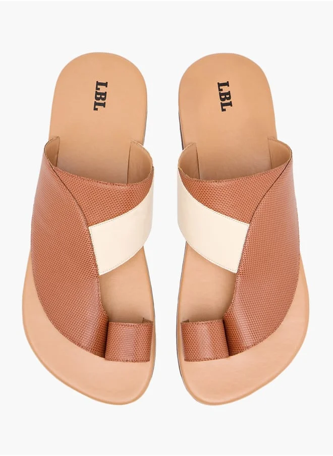 LBL by Shoexpress Men Panelled Slip-On Arabic Sandals with Toe Loop Detail Ramadan Collection