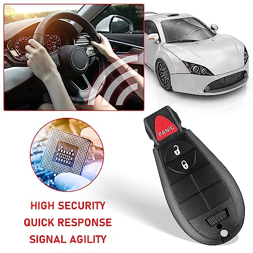 CAUORMOTE 3 Button Key Fob for Dodge Charger,RAM 1500 2500 3500,Challenger,Grand Caravan,Magnum,Chrysler Town & Country, Jeep,Keyless Entry Remote with 433MHZ,FCC ID M3N5WY783X,2 Pack - Image 5