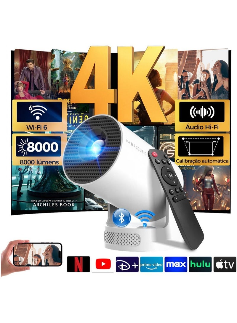 ماجكوبيك بروجكتر  ذكي صغير بنظام أندرويد 14، دقة 720P HD، يدعم 4K، واي فاي وبلوتوث - Image 1