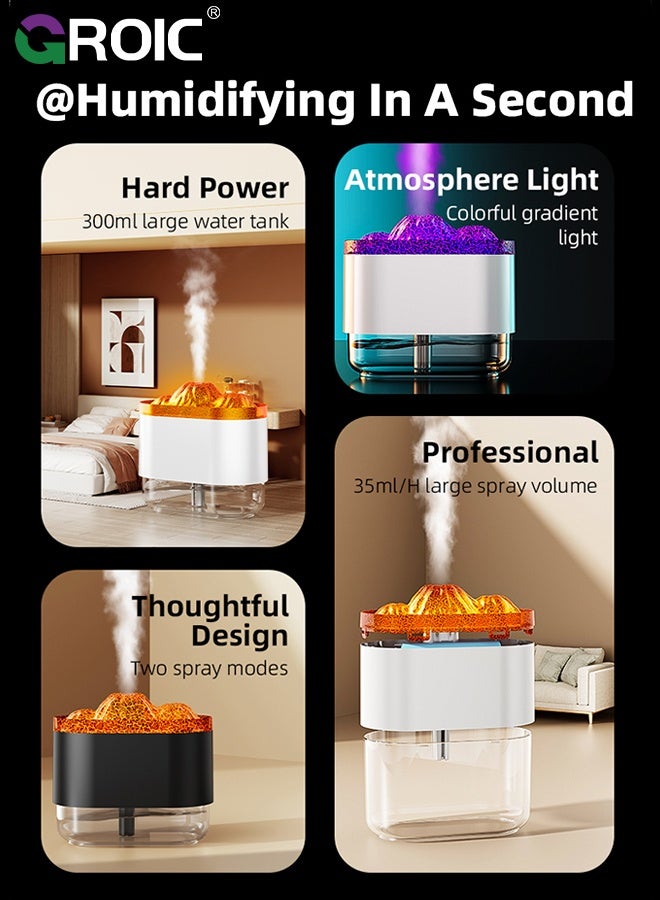 GROIC 300ml Volcano Colorful Humidifier, USB Volcano Mist Air Humidifier Noiseless with Night Light for Families White, Home & Garden, Home Improvement Humidifiers  - Image 3