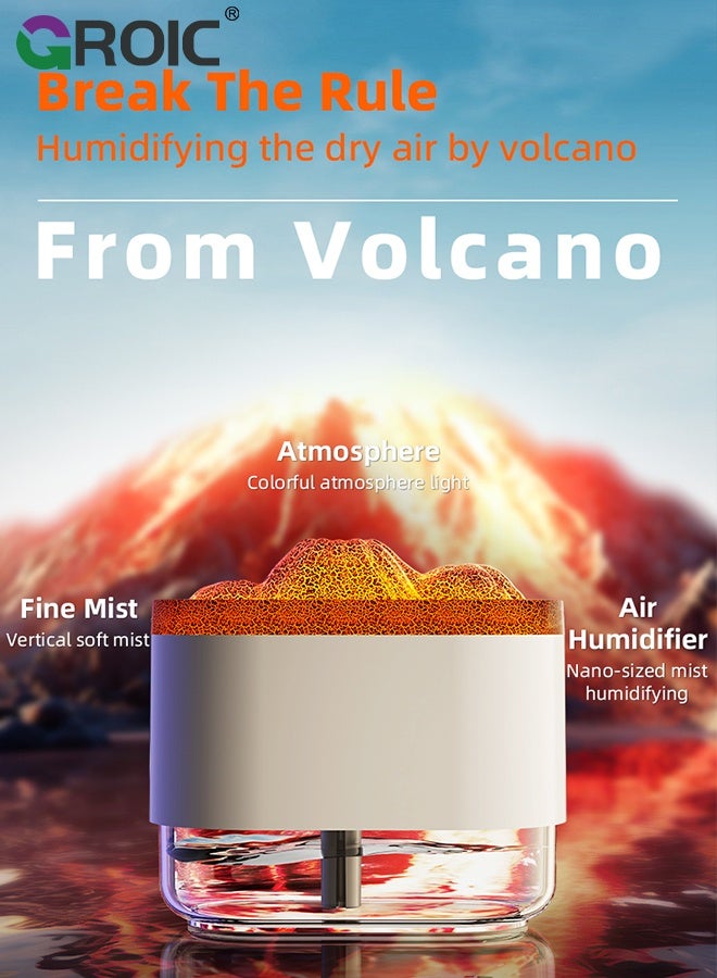 GROIC 300ml Volcano Colorful Humidifier, USB Volcano Mist Air Humidifier Noiseless with Night Light for Families White, Home & Garden, Home Improvement Humidifiers  - Image 4