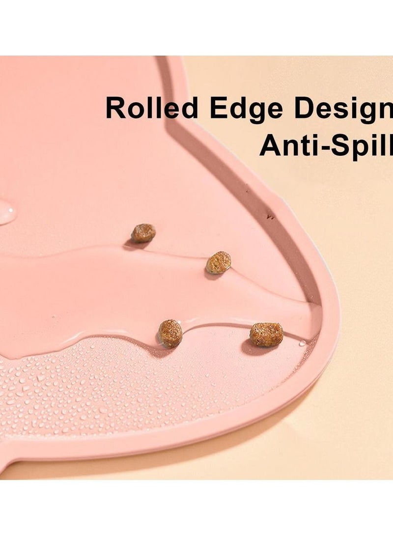 حصيرة طعام مضادة للانزلاق ومقاومة للماء للحيوانات الأليفة (وردي) - Image 5