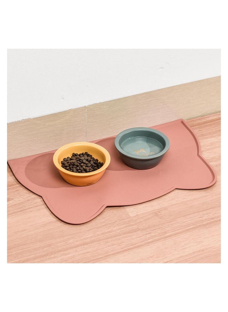 حصيرة طعام مضادة للانزلاق ومقاومة للماء للحيوانات الأليفة (وردي) - Image 1