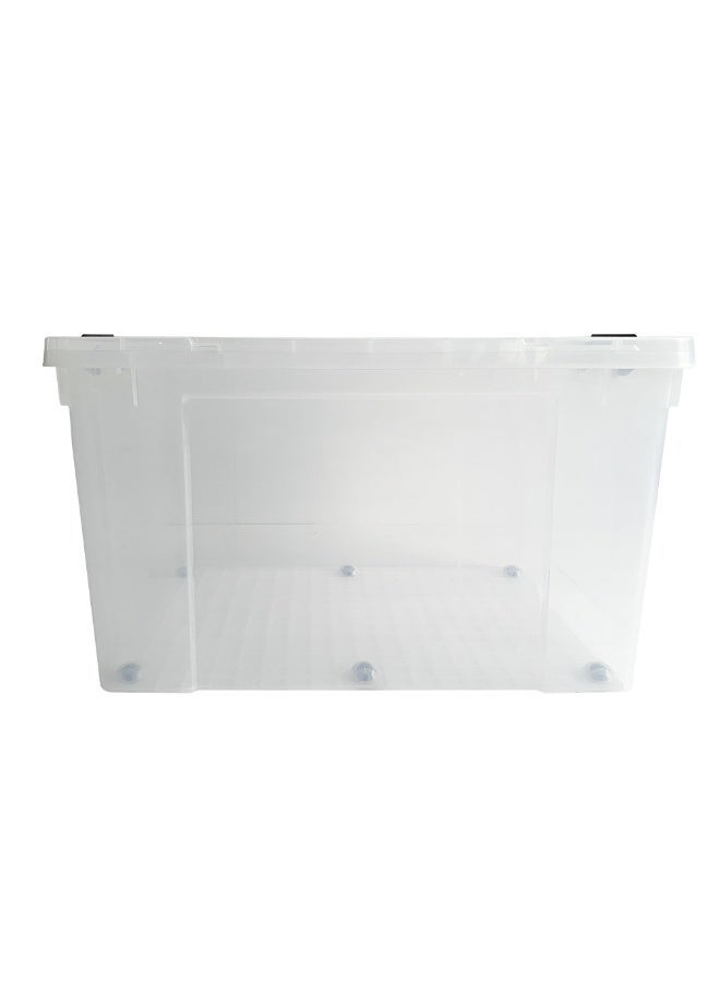 Marcolo Storage Box 180L Transparent Plastic Organizer with Wheels and Lid Heavy Duty Multipurpose Container - Image 3