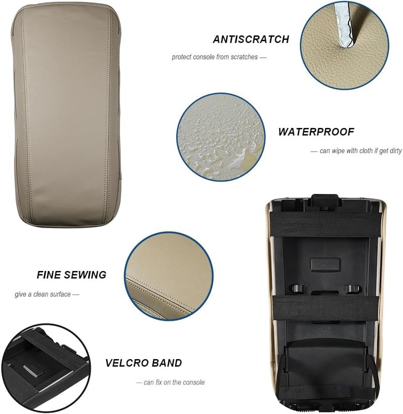DEYTOP Center Console Cover for Ford Edge 2011-2014 Accessories Armrest Cover for 2013 Ford Edge Accessories Anti-Scratch Leather Armrest Pad Protector (Beige) - Image 5