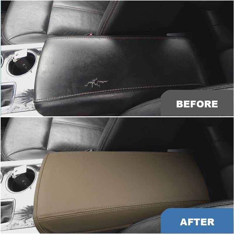 DEYTOP Center Console Cover for Ford Edge 2011-2014 Accessories Armrest Cover for 2013 Ford Edge Accessories Anti-Scratch Leather Armrest Pad Protector (Beige) - Image 3