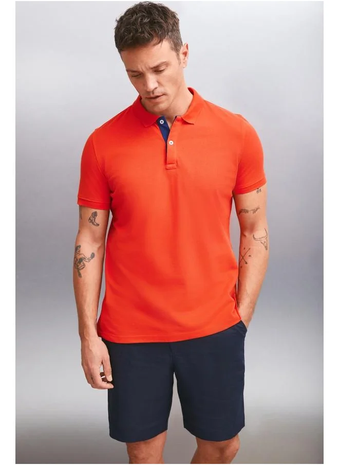 جريميلانج Grimelange Mathew Men's Red Polo Neck T-Shirt