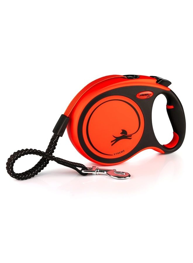Flexi سير مرن إكستريم برتقالي وأسود كبير 8م قابل للسحب لحبل الكلاب يصل وزنه إلى 55 كجم/121 رطل - Image 1