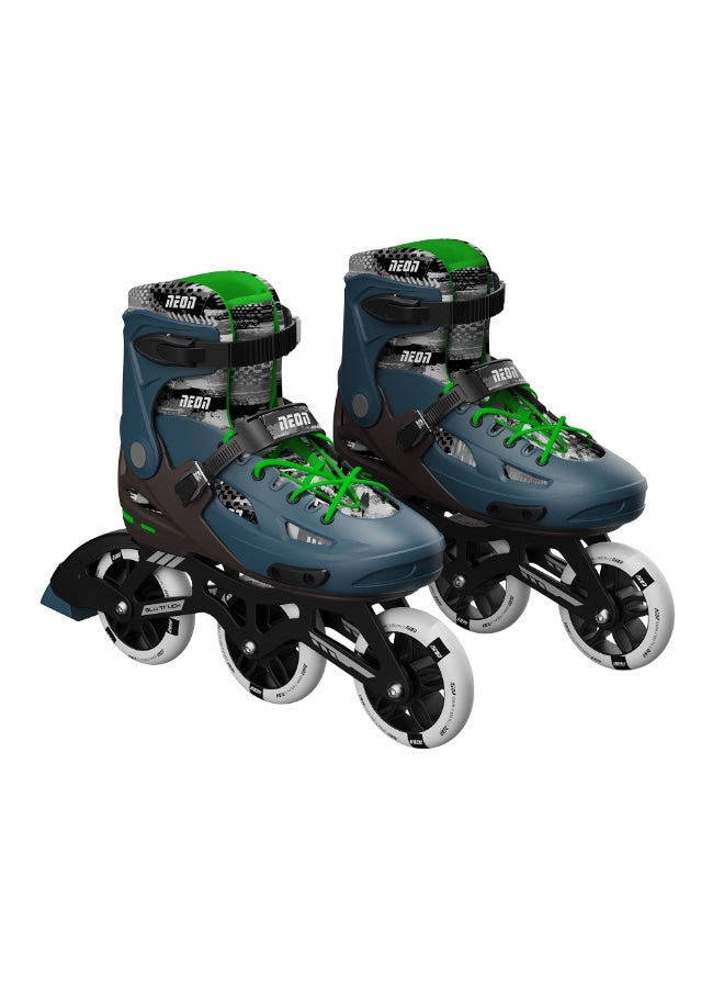 Neon Pro Inline Skates for Kids & Teens in Bronze Green with Adjustable Size US 4–7, PU 3x110mm Wheels, Lightweight Aluminum Truck, Heel Brake, and Comfortable All-Day Liner for Safe and Stylish Riding | NI01G4 - Image 1