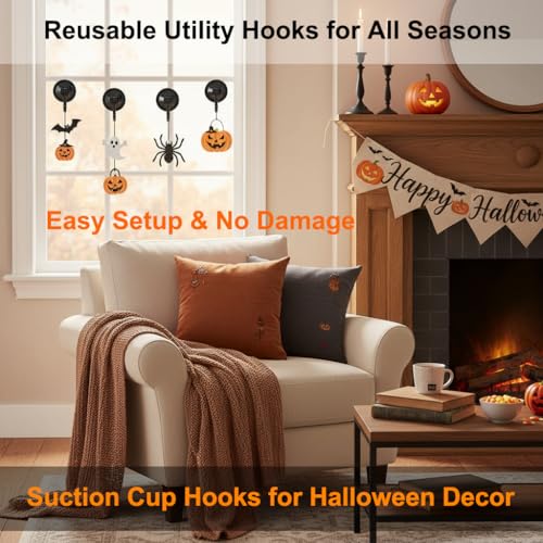 NL HOME Suction Cup Hooks, Powerful Vacuum Wreath Hangers for Glass Door or Window, Set of 4, Black - Image 2