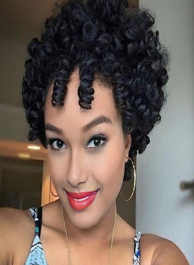 ميمان مجموعة MIMAN من 3 قطع من ضفائر الشعر الكروشيه القصيرة المجعدة بطول 10 بوصات للنساء ذوات البشرة السمراء، وصلات شعر كروشيه حلزونية نابضة بالحيوية بطول 16 مم للنساء، تسريحة شعر موهوك أفرو مضفرة يمكنكِ صنعها بنفسك (أسود طبيعي #1B) - Image 1