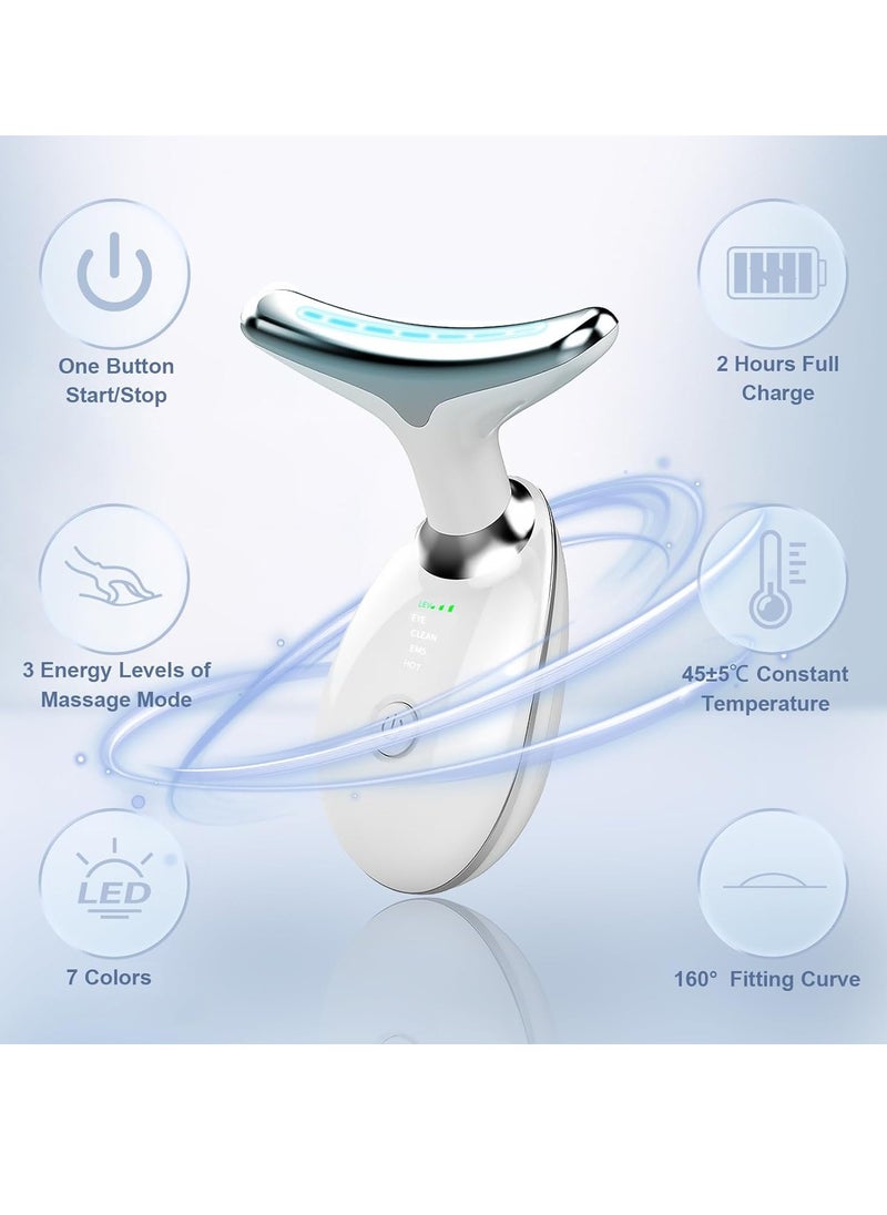 RATSAW - Face Massager Facial and Neck Electric Massager 3-in-1 Chin Lift Devices V-Shaped Firming EMS Vibration Facial Massager 7 Massage Modes Skin Care Firm Tightening and Smooth White - Image 1