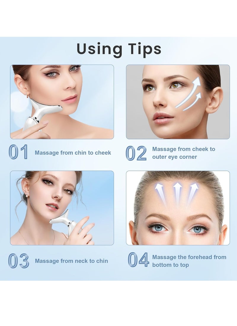 RATSAW - Face Massager Facial and Neck Electric Massager 3-in-1 Chin Lift Devices V-Shaped Firming EMS Vibration Facial Massager 7 Massage Modes Skin Care Firm Tightening and Smooth White - Image 1