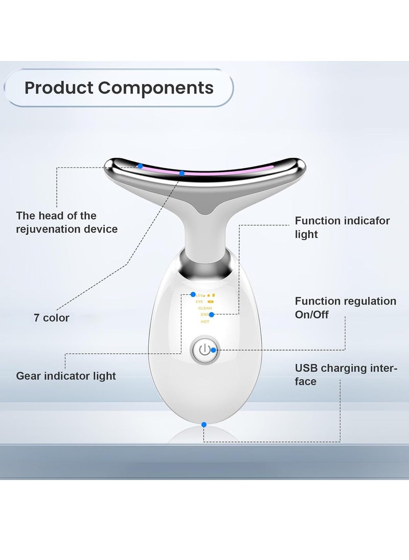 RATSAW - Face Massager Facial and Neck Electric Massager 3-in-1 Chin Lift Devices V-Shaped Firming EMS Vibration Facial Massager 7 Massage Modes Skin Care Firm Tightening and Smooth White - Image 1
