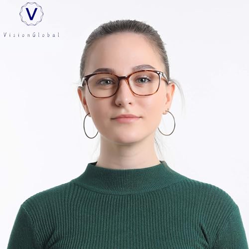 VisionGlobal Blue Light Blocking Glasses for Women/Men, Anti Eyestrain, Computer Reading, TV Glasses, Stylish Square Frame, Anti Glare(Tortoise,No Magnification) - Image 5