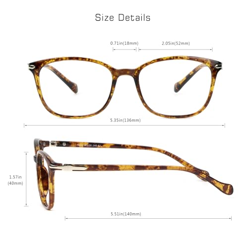 VisionGlobal Blue Light Blocking Glasses for Women/Men, Anti Eyestrain, Computer Reading, TV Glasses, Stylish Square Frame, Anti Glare(Tortoise,No Magnification) - Image 3