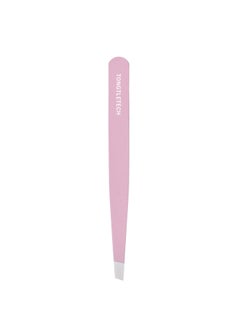 Tongtletech Slant Tweezers  Precision SlantTip Pink Eyebrow Tweezer Stainless Steel Facial Hair Plucking for Men and Women 