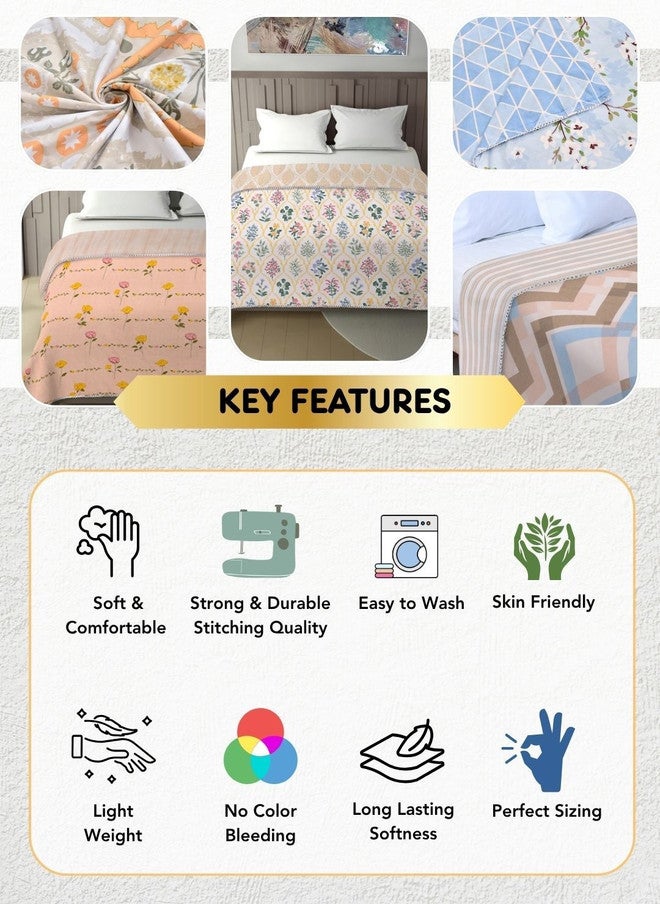 Arrabi Cream-Coloured & Grey Floral Printed Mild Winter 300 GSM Dohar - Image 4