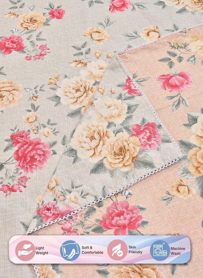Arrabi Cream-Coloured & Grey Floral Printed Mild Winter 300 GSM Dohar - Image 5
