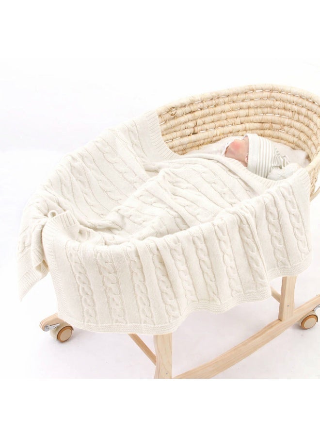 Mamas Gift Off white Cable Knit Baby Blanket – Soft Breathable Cotton Baby 80X100Cm - Image 2