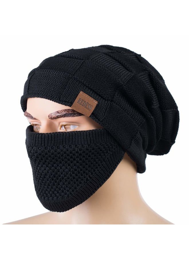 REDESS Thick Skull Cap For Winter with Face Cover, D4 Pure Black - Image 2