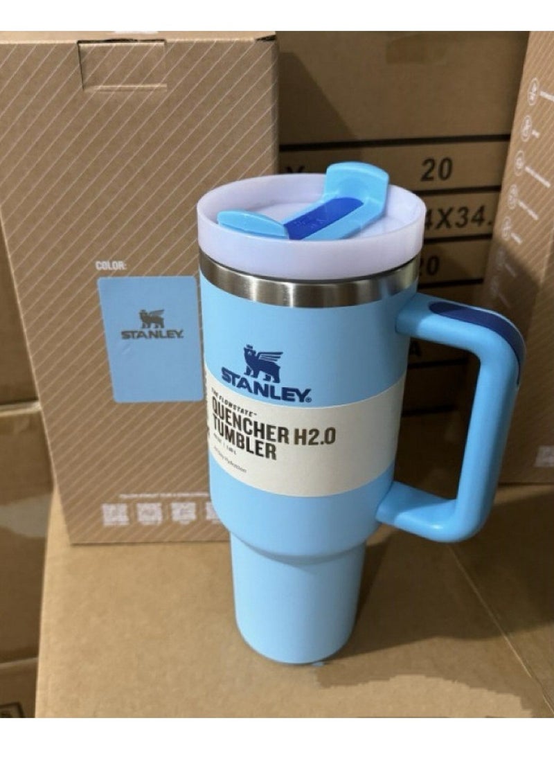 Stanley - Stanley Quencher H2.0 Flowstate Stainless Steel Vacuum Insulated Tumbler with Lid and Straw for Water, Iced Tea or Coffee, Smoothie and More, (Pool Blue) - 40oz - Image 1