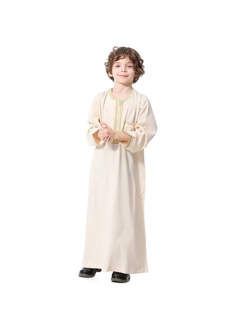 Generic - Islamic Arabic Thobe with Round Neck and Long Sleeves for Boys - Image 1