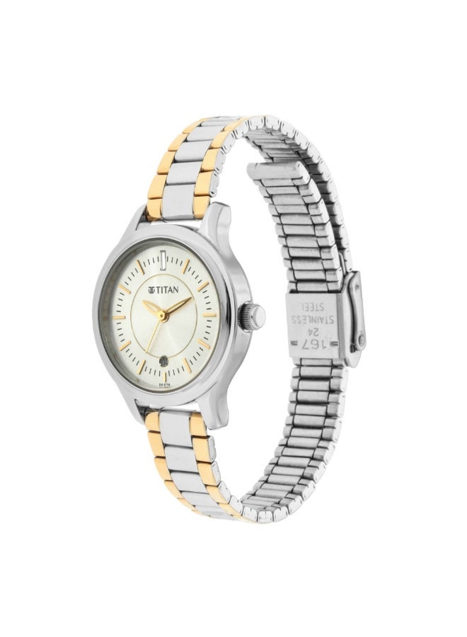 Titan Women's Quartz Analog Watch with Date - Silver Dial, Stainless Steel Strap, 27mm - 2638BM01 - Image 2