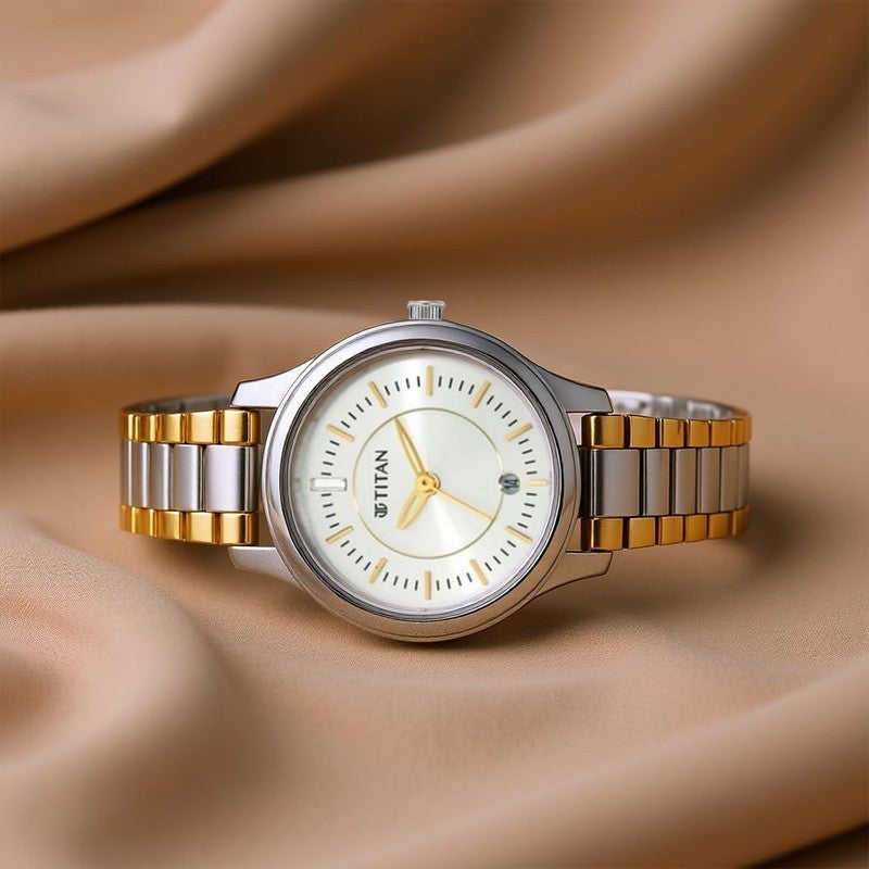 Titan Women's Quartz Analog Watch with Date - Silver Dial, Stainless Steel Strap, 27mm - 2638BM01 - Image 4