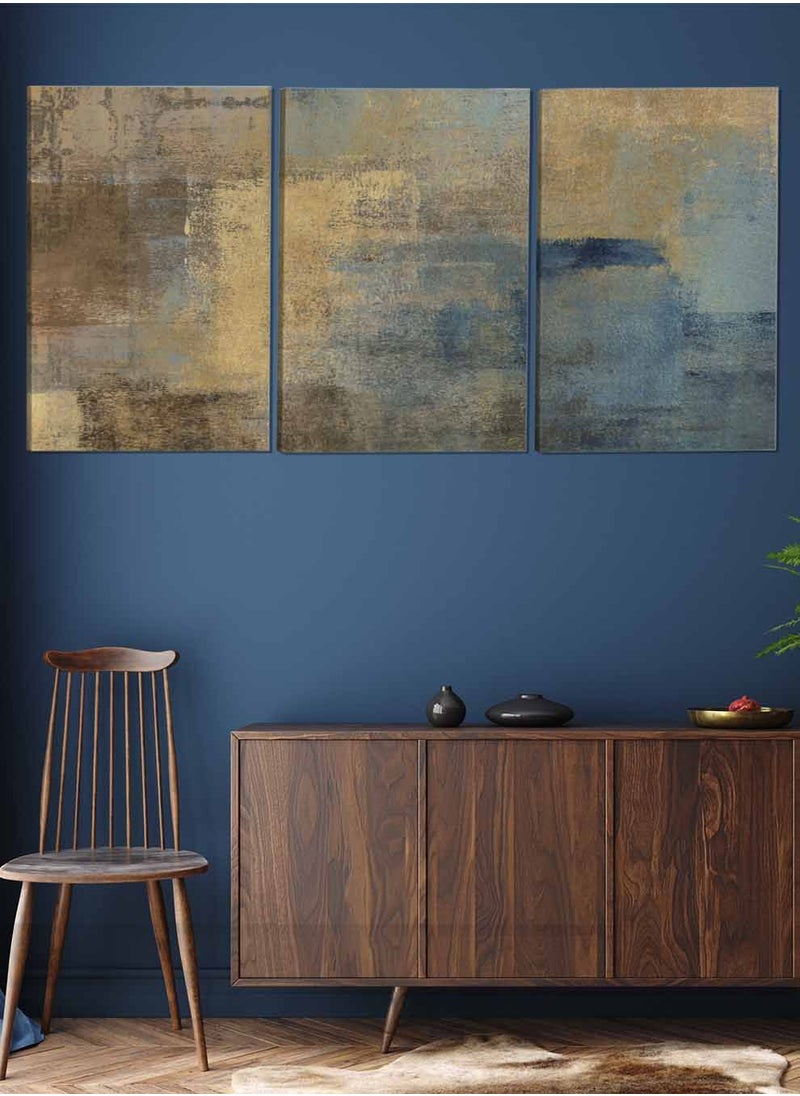 LOWHA Set Of 3 Framed Canvas Wall Arts Stretched Over Wooden Frame Retro Triptych Abstract Paintings For Home Living Room Office Decor  - Image 2