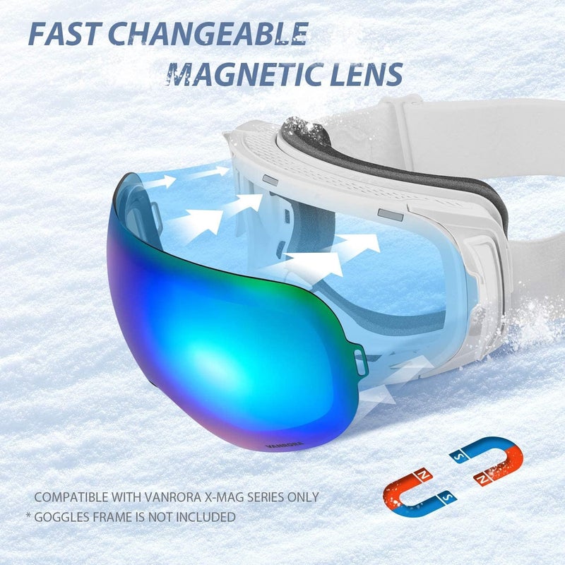 VANRORA X-Mag Ski Goggles Replacement Lens, Extra Snowboard Goggles Lens, Anti-Fog & 100% UV Protection - Image 4
