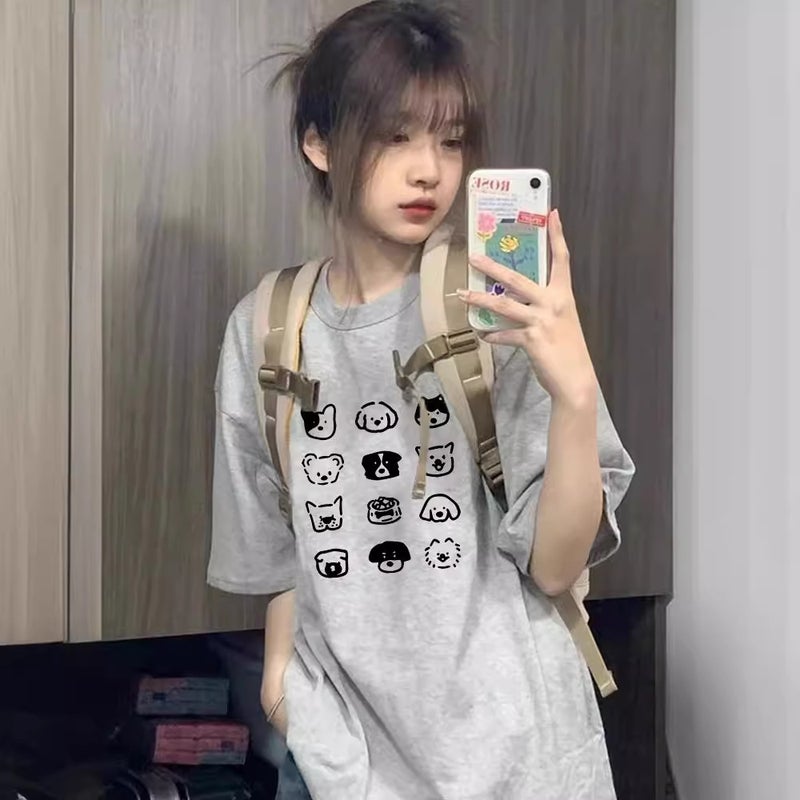 American-Style College-Style Short-Sleeved T-Shirt Women'S Pure Cotton Plus Size Summer Loose Slimming Korean-Style All-Match Half-Sleeved T-Shirt Top - Image 3