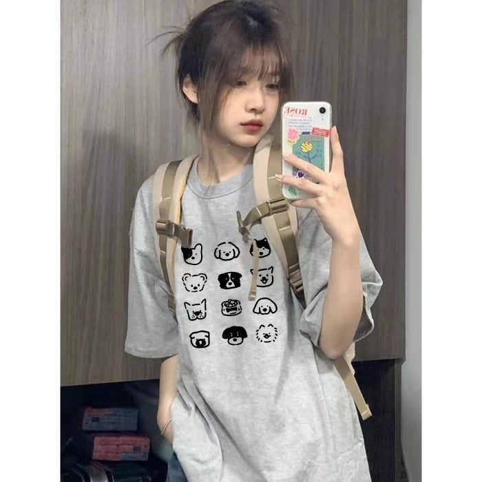 American-Style College-Style Short-Sleeved T-Shirt Women'S Pure Cotton Plus Size Summer Loose Slimming Korean-Style All-Match Half-Sleeved T-Shirt Top - Image 1