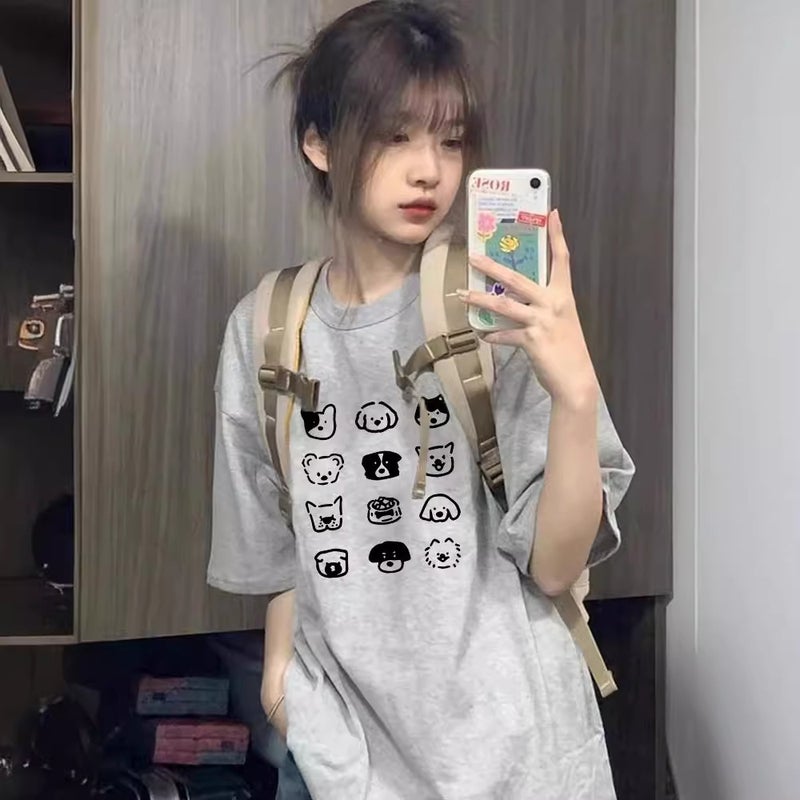 American-Style College-Style Short-Sleeved T-Shirt Women'S Pure Cotton Plus Size Summer Loose Slimming Korean-Style All-Match Half-Sleeved T-Shirt Top - Image 5