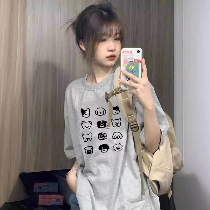 American-Style College-Style Short-Sleeved T-Shirt Women'S Pure Cotton Plus Size Summer Loose Slimming Korean-Style All-Match Half-Sleeved T-Shirt Top - Image 4
