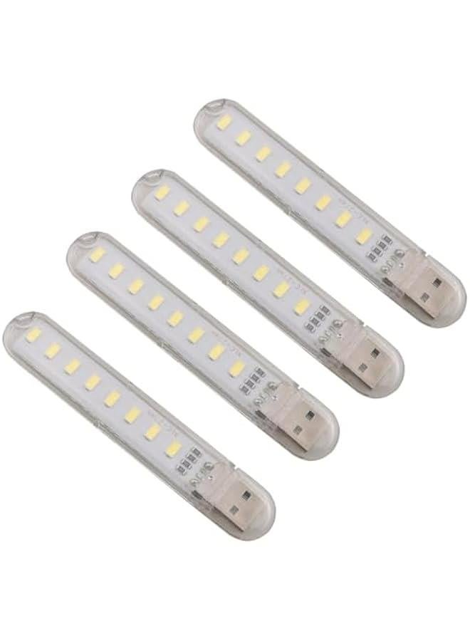 USB Light 4pcs Led Light Stick with 8 Lamp Beads for Power Bank PC Laptop Notebook, White Light USB Small Night Light Plug in  - Image 1