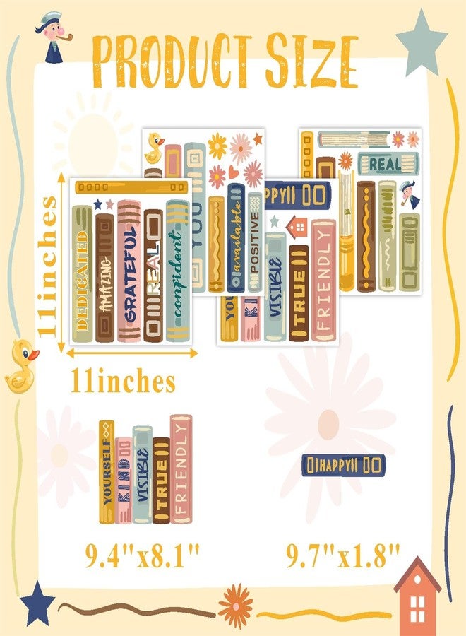 إيزما ملصقات نوافذ على شكل كتب ألوان مائية، ملصقات نوافذ مزدوجة الجوانب للأطفال، ملصقات نوافذ ملهمة لرياض الأطفال، ملصقات نوافذ ملونة قابلة للإزالة لغرف الأطفال، ديكور جدران غرف الأطفال - Image 4