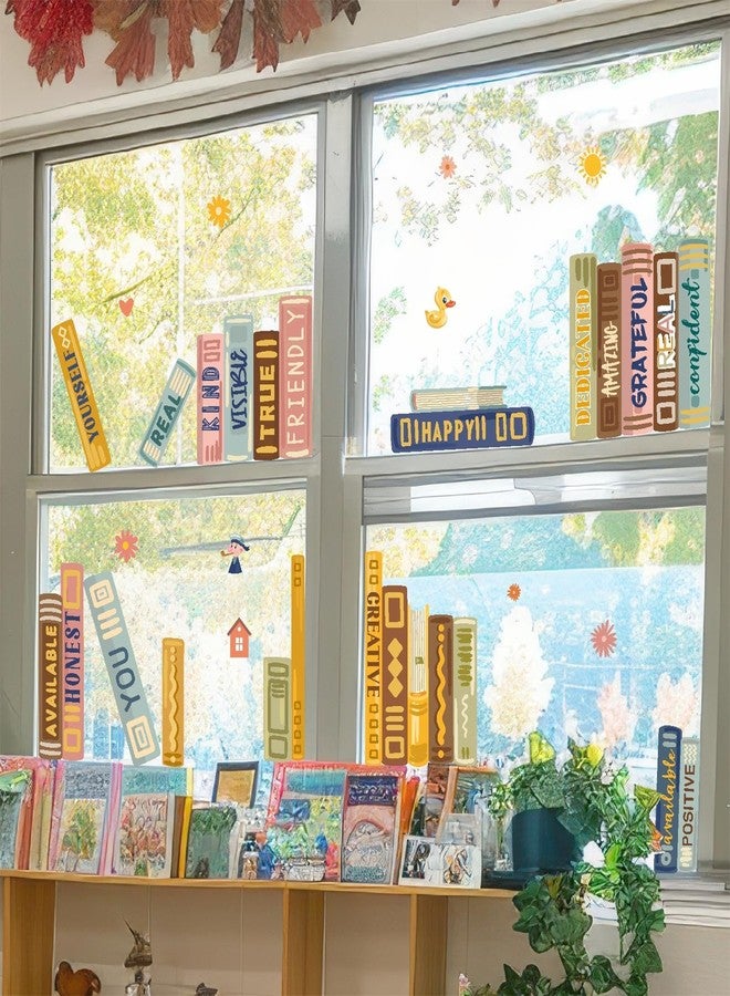 إيزما ملصقات نوافذ على شكل كتب ألوان مائية، ملصقات نوافذ مزدوجة الجوانب للأطفال، ملصقات نوافذ ملهمة لرياض الأطفال، ملصقات نوافذ ملونة قابلة للإزالة لغرف الأطفال، ديكور جدران غرف الأطفال - Image 3