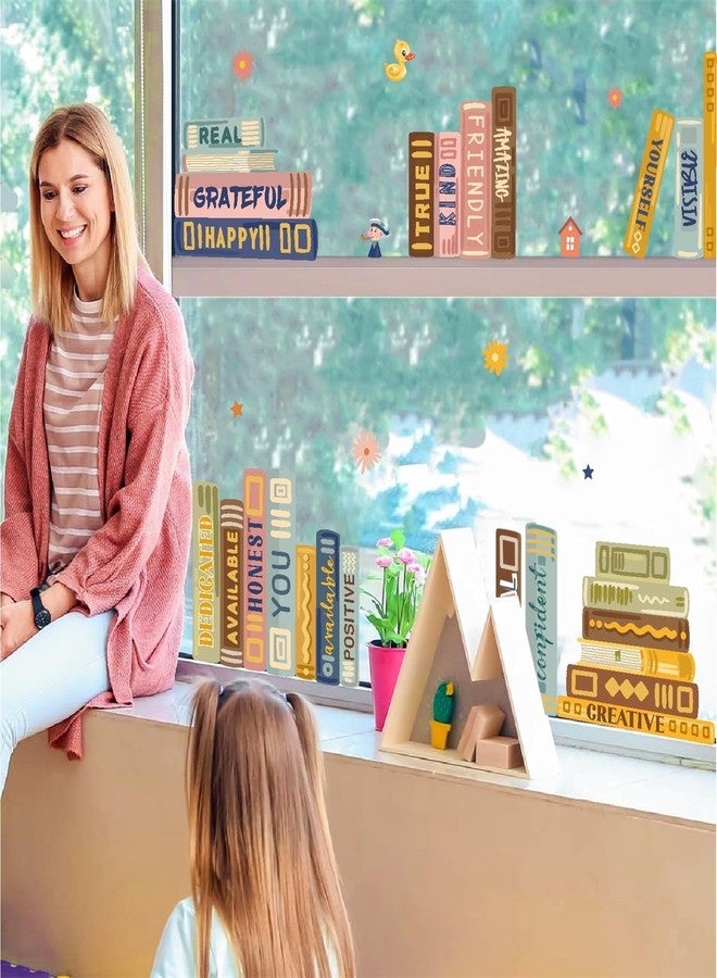 إيزما ملصقات نوافذ على شكل كتب ألوان مائية، ملصقات نوافذ مزدوجة الجوانب للأطفال، ملصقات نوافذ ملهمة لرياض الأطفال، ملصقات نوافذ ملونة قابلة للإزالة لغرف الأطفال، ديكور جدران غرف الأطفال - Image 5