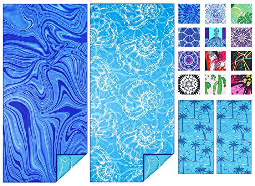 TwoYek 2 Pack Microfiber Thin Beach Towel Lightweight 71x32 Oversized Extra Large Sand Free Towels Quick Dry for Travel Pool Yoga Gym Sports Beach Accessories Vacation Essential Gift - Image 1