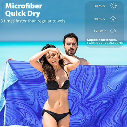 TwoYek 2 Pack Microfiber Thin Beach Towel Lightweight 71x32 Oversized Extra Large Sand Free Towels Quick Dry for Travel Pool Yoga Gym Sports Beach Accessories Vacation Essential Gift - Image 4