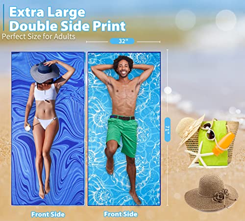 TwoYek 2 Pack Microfiber Thin Beach Towel Lightweight 71x32 Oversized Extra Large Sand Free Towels Quick Dry for Travel Pool Yoga Gym Sports Beach Accessories Vacation Essential Gift - Image 3