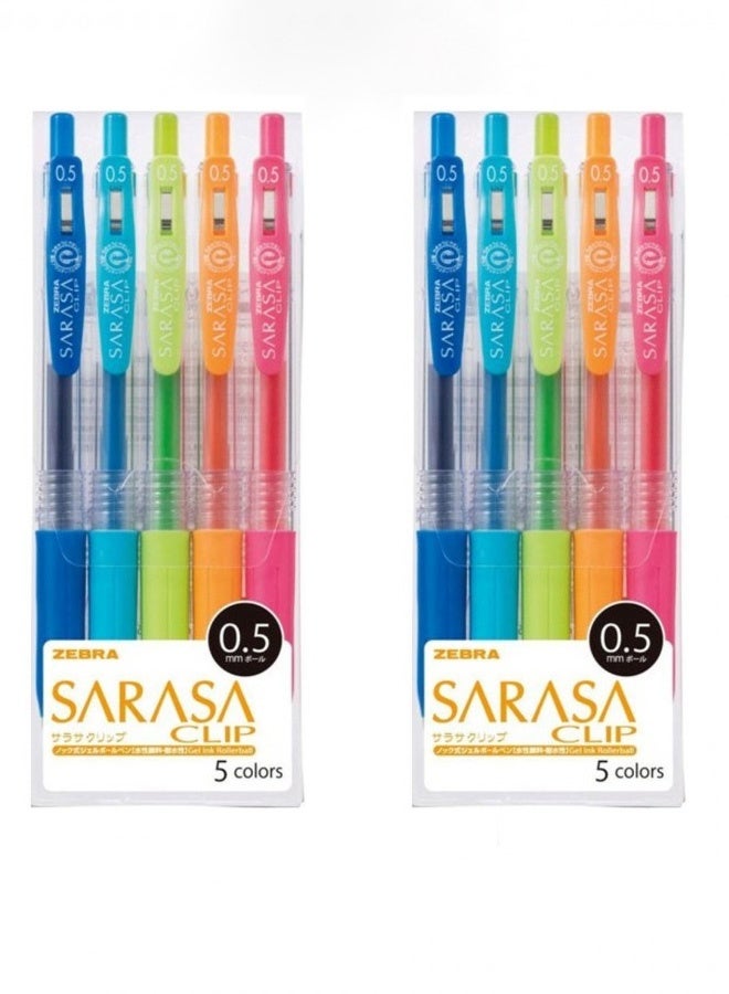 ZEBRA 2 sets of 5 Sarasa Push Clip Gel Ink Pens. The set consists of 5 colors, 0.5 mm. - Image 1