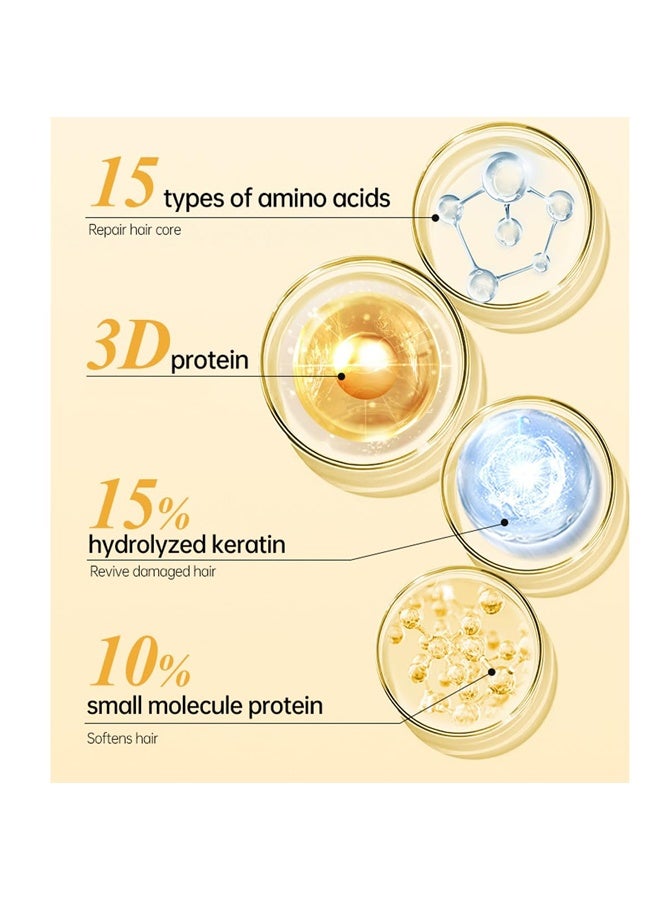 بيور قناع الشعر، 8 ثوانٍ لتجديد الشعر التالف بسبب الصبغة الساخنة قناع الشعر النقي، الكيراتين الاحترافي ينعم الشعر المجعد على الفور العناية اليومية بلسم إصلاح التجعيد والصبغة - Image 5