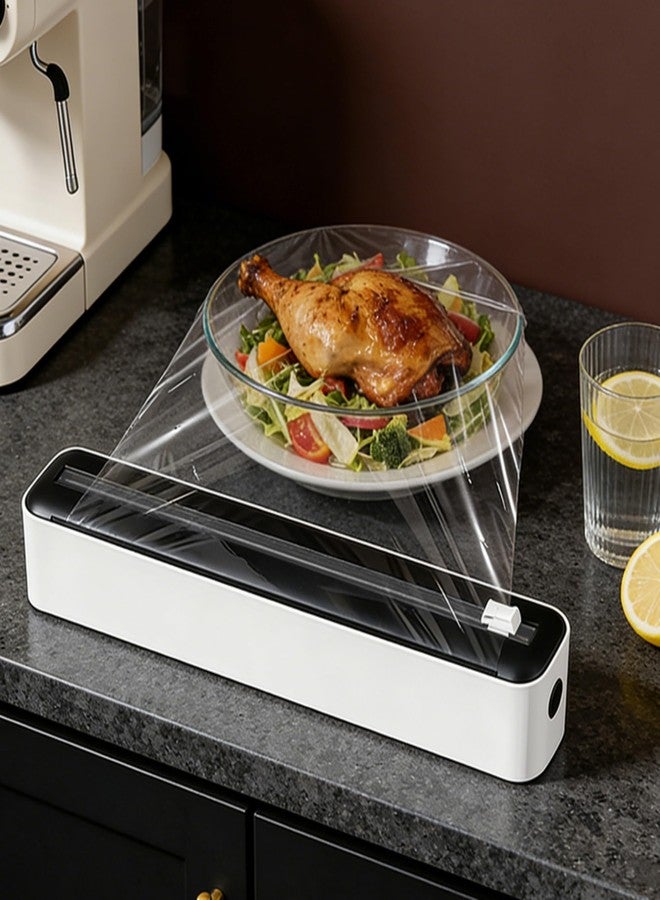 Sonile Plastic Wrap Dispenser with Cutter | Black | Fits 12-Inch Wide, 100-Foot Rolls (Up to 1.65" Diameter) | with Cling Film | Magnetic & Suction - Image 5