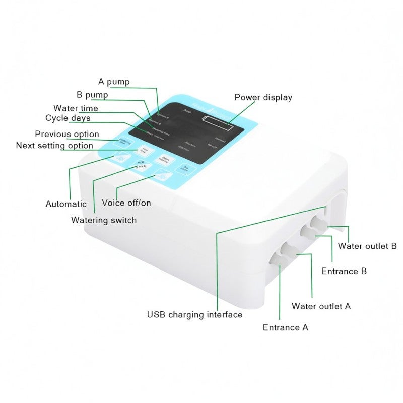 Automatic Watering Device: Solar Charge Design 18650 Rechargeable Lithium Battery - Voice Guide Manual Mode Potted Plant Irrigation System for Indoor Outdoor Potted Plants - Image 2