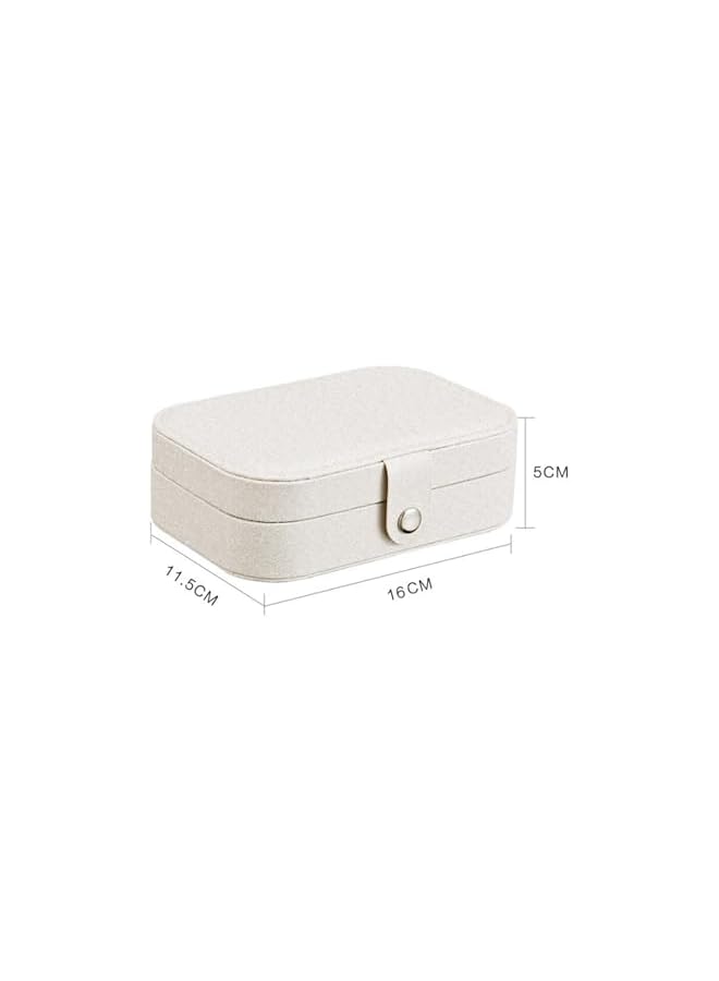 The Bros Earrings Plate Jewelry Box Organiser Protable Travel PU Leather Earrings Ring Multi-function Leather Jewellery Box with Korean Style Fresh And Simple for Girls Women(White) - Image 4