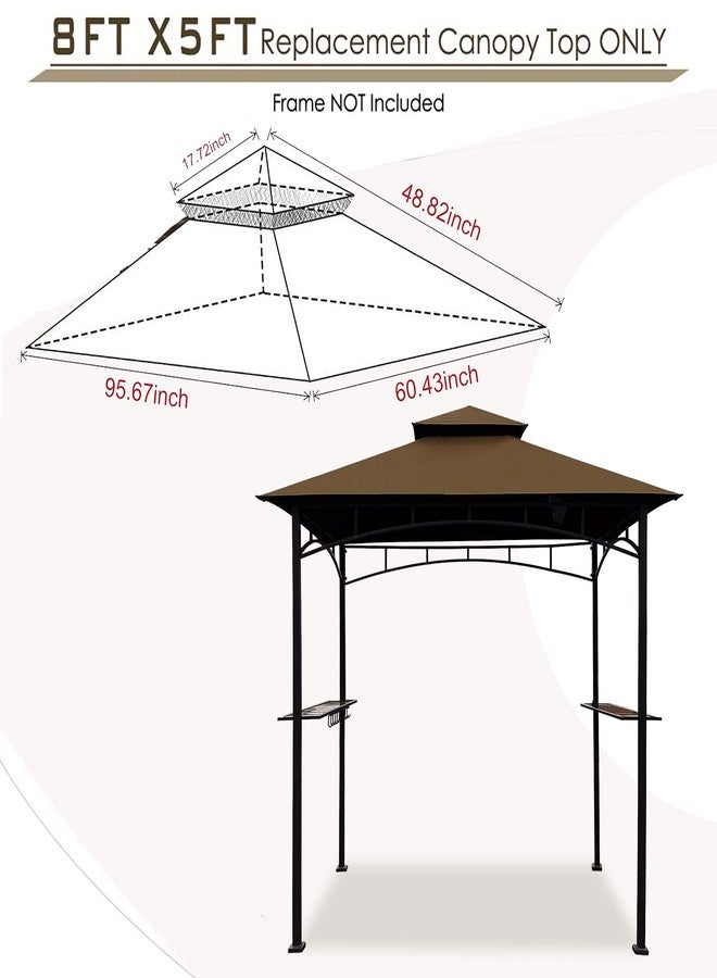Hugline Grill Gazebo Replacement Canopy Roof – Hugline 5x8 Outdoor Grill Shelter Canopy Top Double Tiered BBQ Tent Cover Fit for Model L-GG001PST-F (Brown) - Image 3